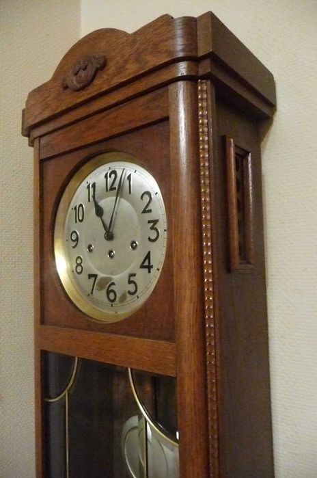 Piękny, duży zegar kwadransowy Junghans, sprawny,antyk, po renowacji