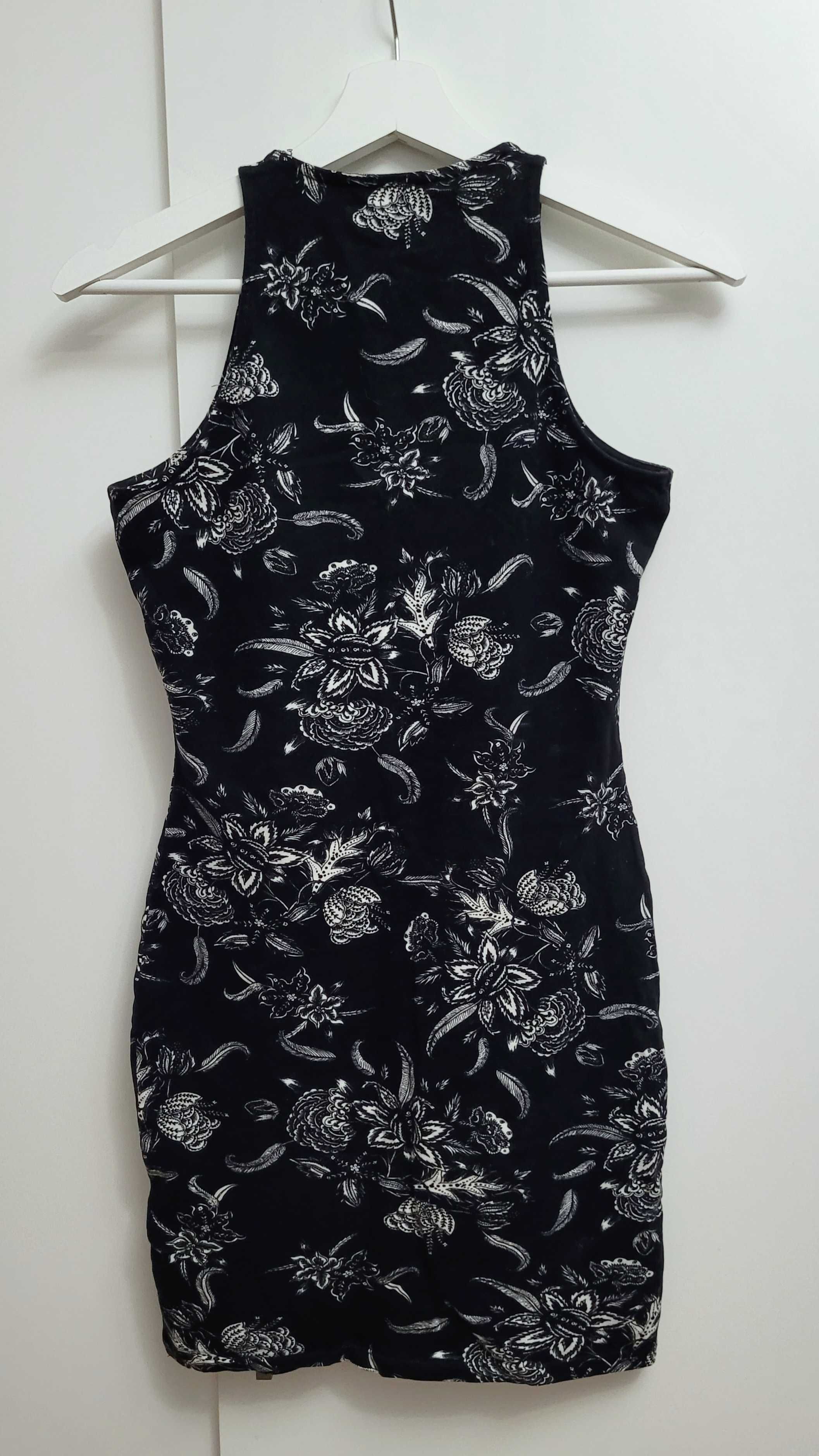 Tally Weijl sukienka czarna w kwiaty bodycon dopasowana mini S 36