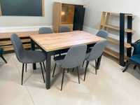 (13CZ) Stół rozkładany dąb wotan + 6 krzeseł Eva, nowe!