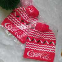 Zestaw czerwona czapka Coca Cola x 2 na chłopca dziewczynkę zimowa