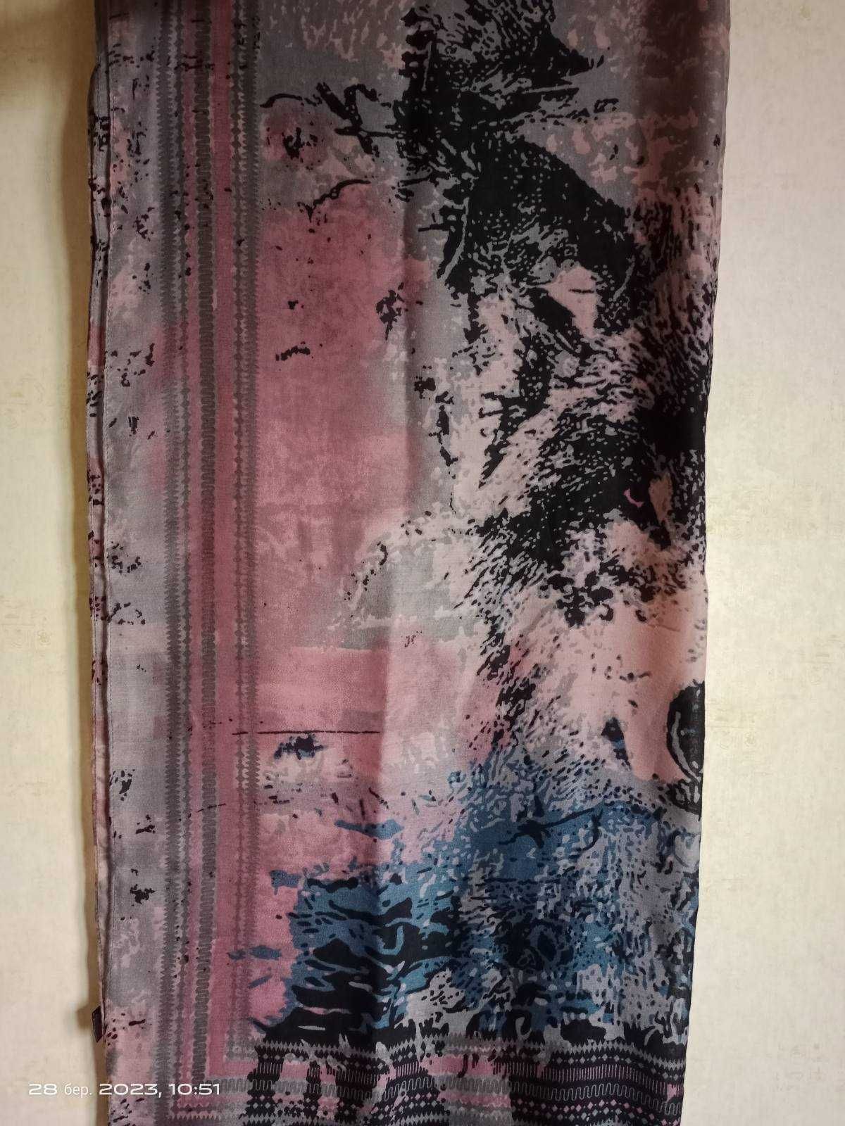 Палантин шарф з принтом " Вовка" 90х187 см.