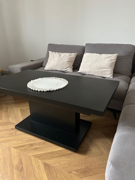 Ławostół czarny rozkładany, regulowany, Agata Meble