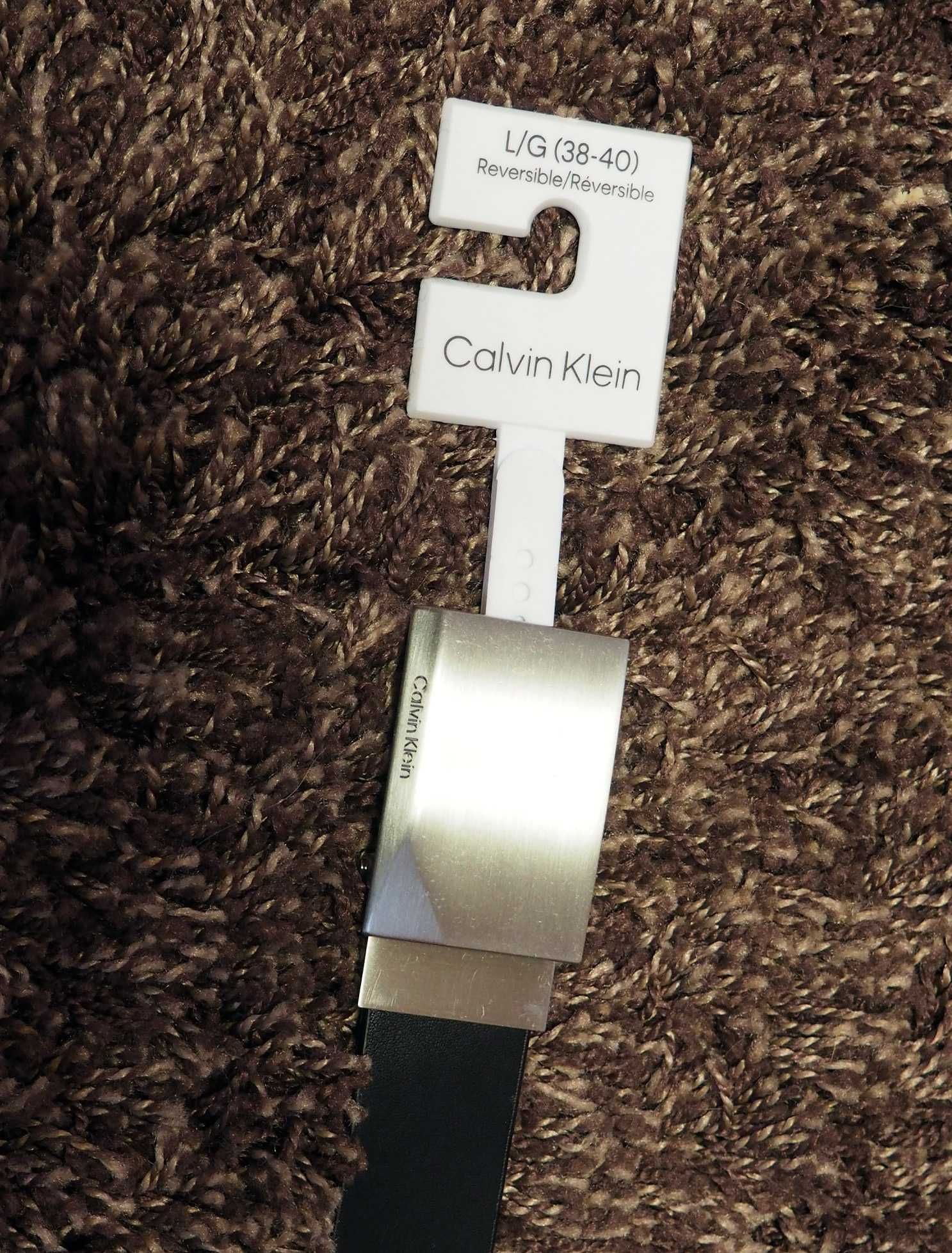 Оригінальний двосторонній шкіряний ремінь Calvin Klein 116 см чорний