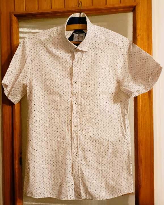 Elegancka, wzorzysta koszula męska, z krótkim rękawem