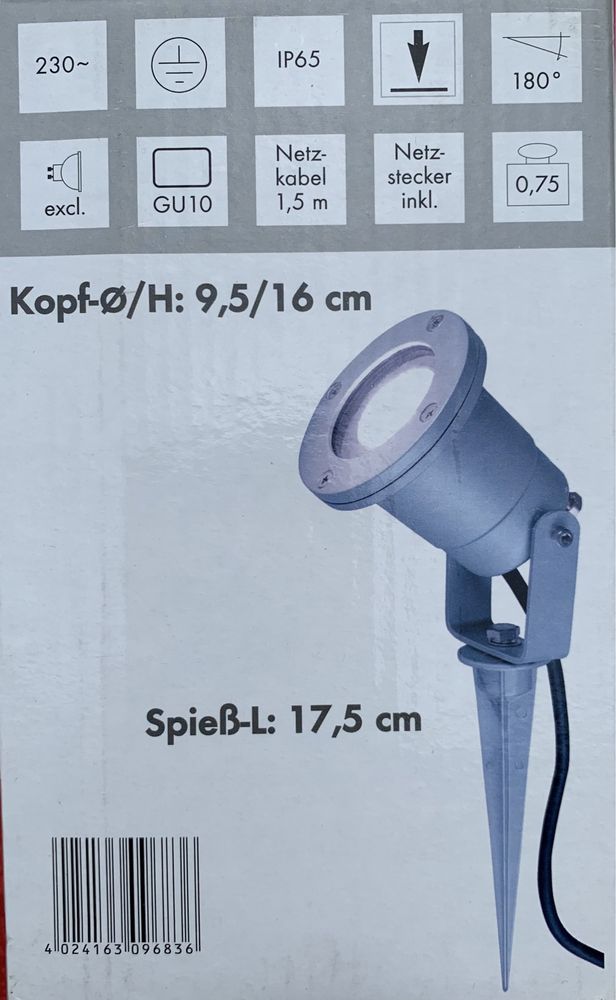 reflektor ogrodowy Nautilus Spike IP 65 srebrnoszary 227418 SLV