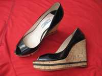 Prada Patent Leather Peep Toe cork wedge (38) кожаные туфли женские