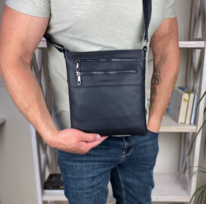 Сумка-барсетка Чикаго, мужская через плечо, кожаная, чоловіча шкіряна