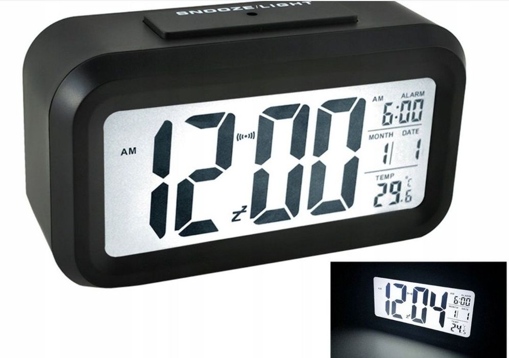 Nowy Budzik LED czarny lub biały