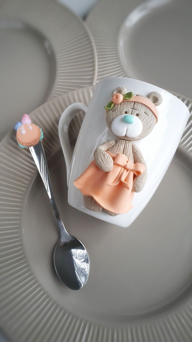 Kubek łyżeczka handmade fimo