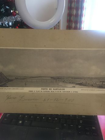 Gravura de 1940 da Ponte de Santarem