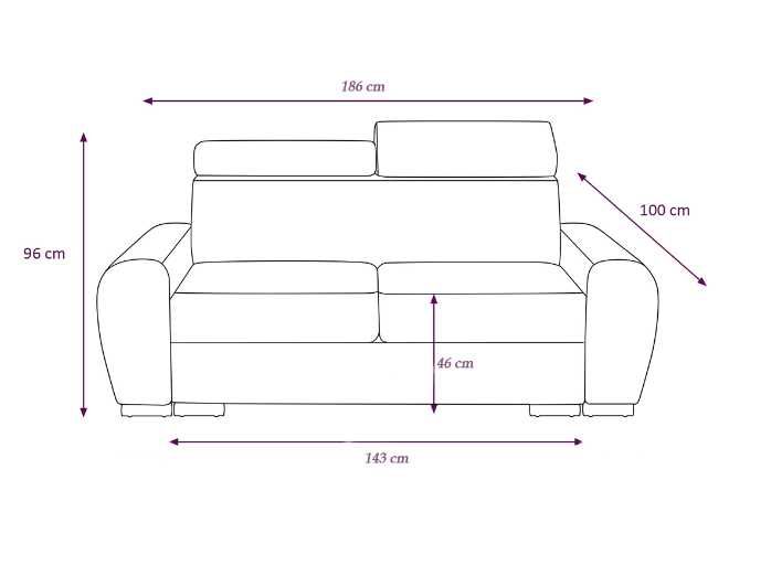 CZYSZCZENIE MAGAZYNU Sofa Z Zagłówkami 186cm KS05N Tkanina:MONOLITH 95