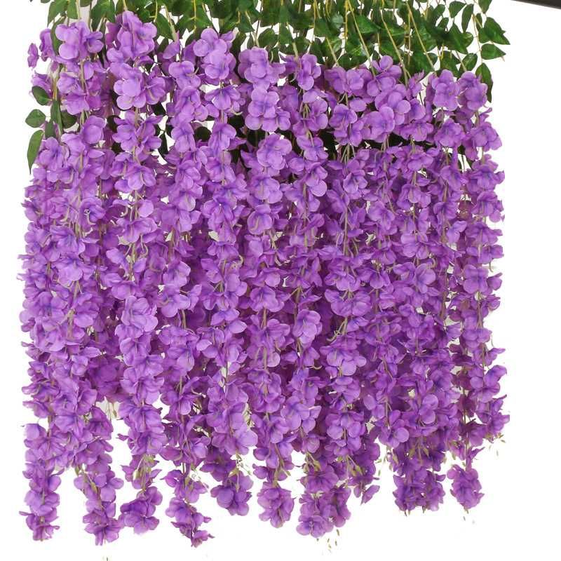 Sztuczne Kwiaty Wisteria Glicynia Girlanda Fioletowa Zestaw 12 sztuk