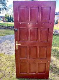 Drzwi drewniane solidne wejściowe