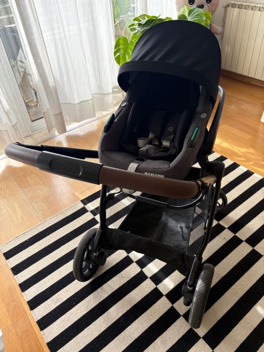 Conjunto Maxi-Cosi Cadeira+ Carrinho bebé + Isofix + Espreguiçadeira