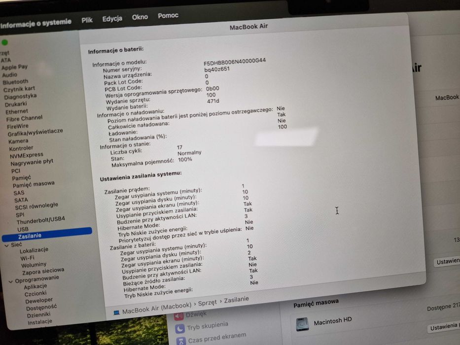 Macbook Air 13 2025/ M4/ 16GB/ 256GB/ Silver/ Grade A/ 17 cykli z iSpo