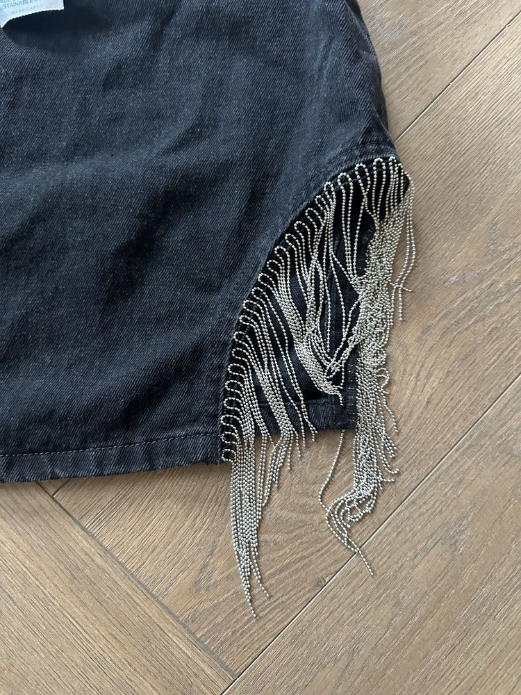 Spodniczka fredzle nowa mini jeansowa jeans denim wyciecie