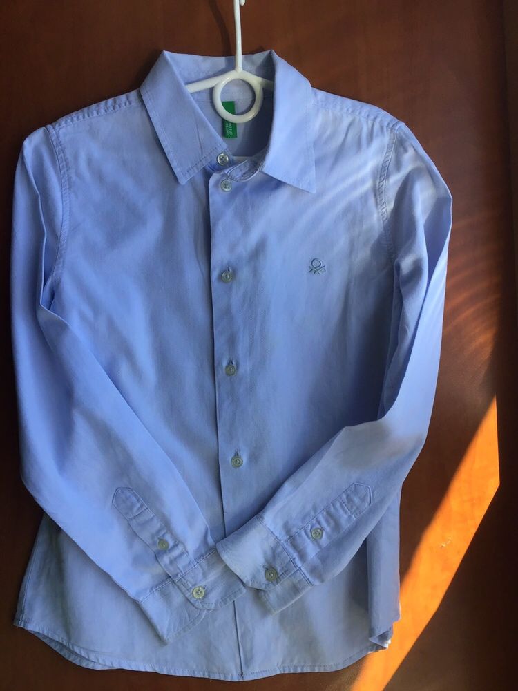 Школьная голубая рубашка на мальчика 7-8 лет