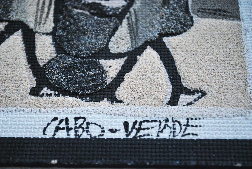 2 pequenos quadros feitos com areia / artesanato de Cabo Verde