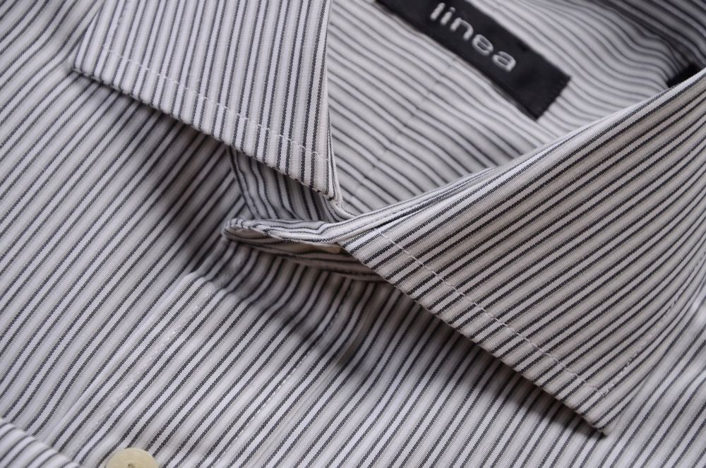 LINEA koszula na spinki w beżowe prążki k 38