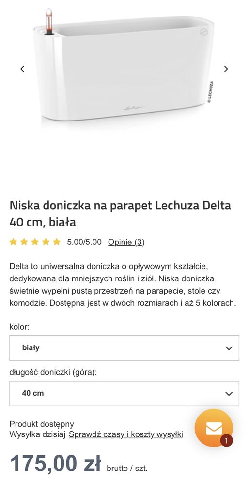 LECHUZA - doniczka biała - 40 cm