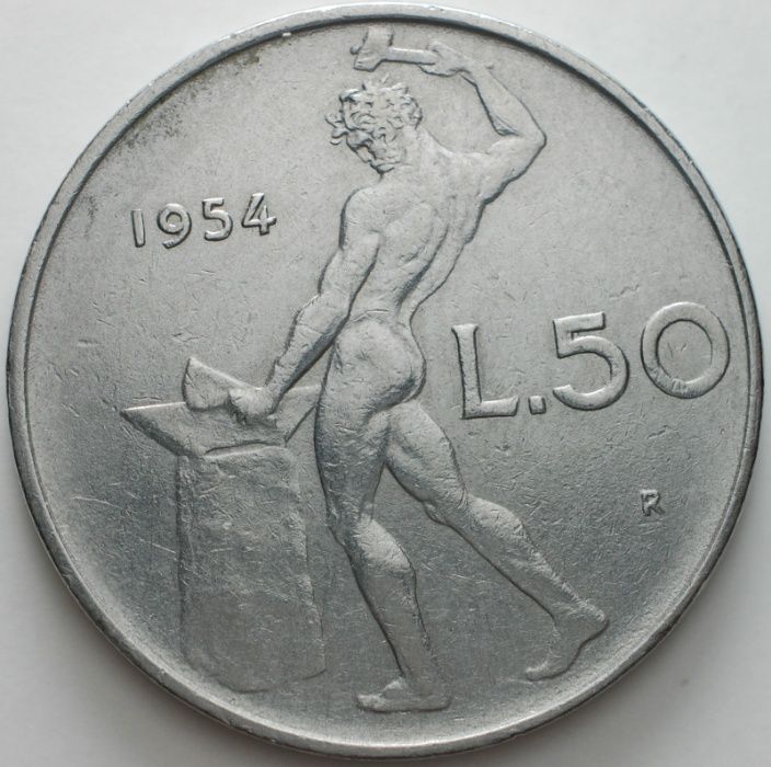 1 COIN ITALY ITALIANA 50 lire L 1954/55