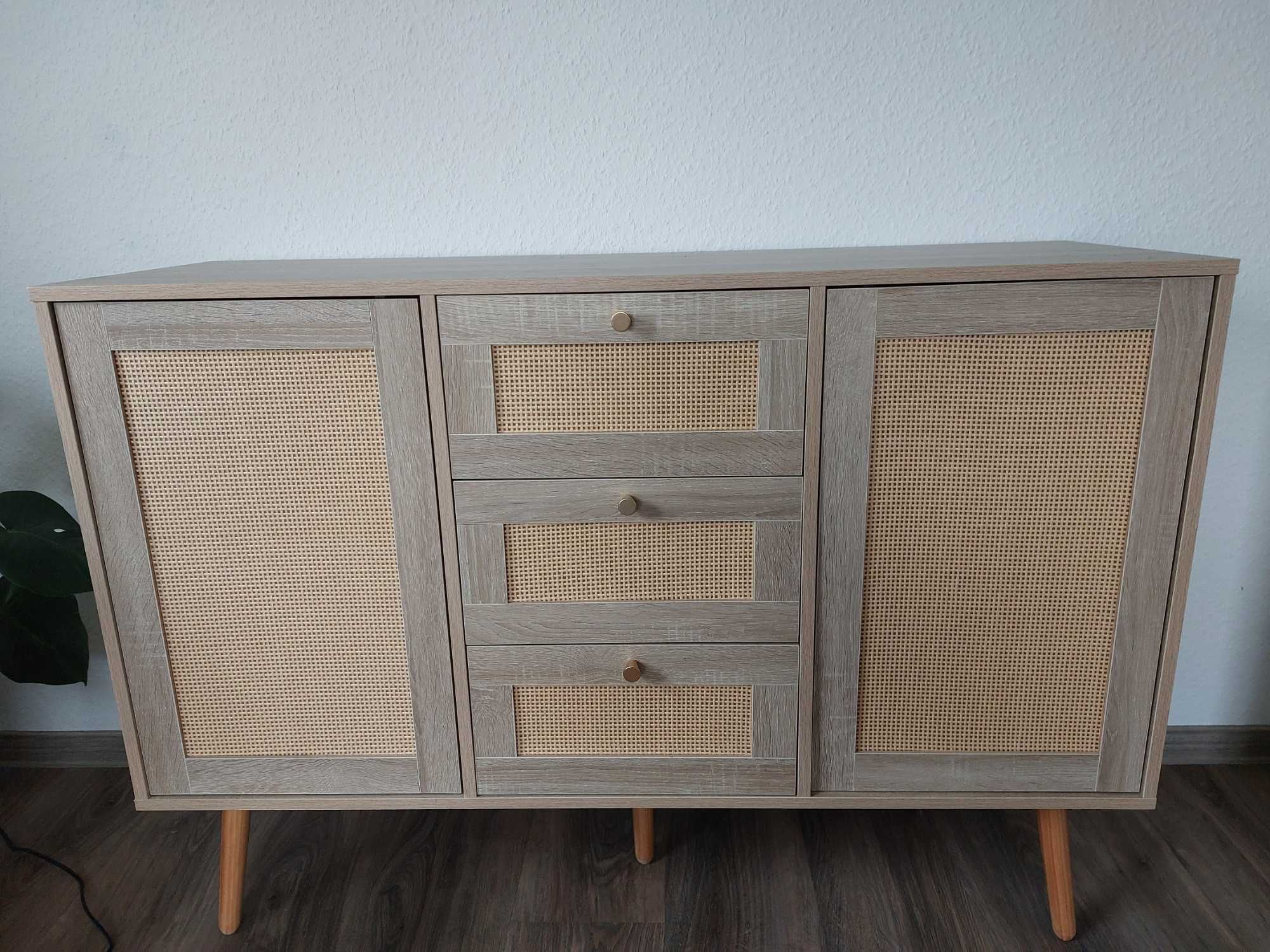 Komoda rattan, dąb sonoma