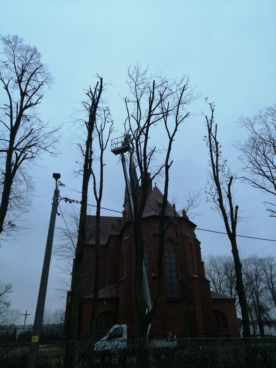 Wycinka podcinka drzew, usługi zwyżką, rębakiem - malowanie dachów