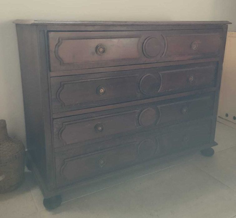 Cómoda madeira maciça com espelho