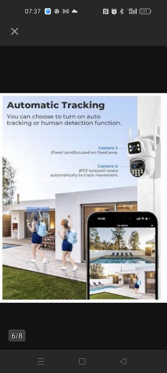 Kamera IP zewnętrzna Reobiux 2x3MP, 2K HD, obrót 355 stopni,, IP66