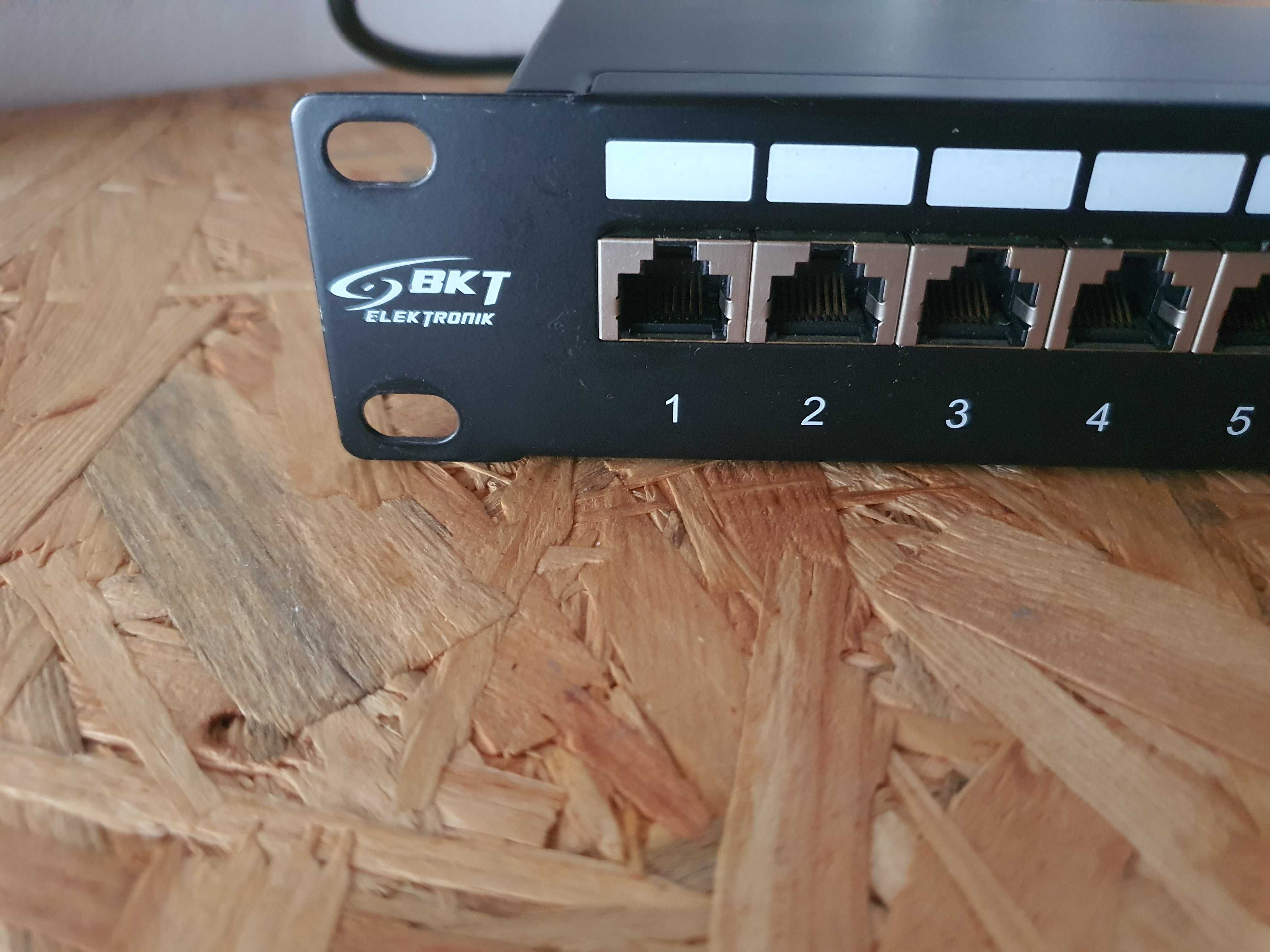 Patch panel/półka BKT 19" 1U, cat.5e,  24xRJ45, czarny