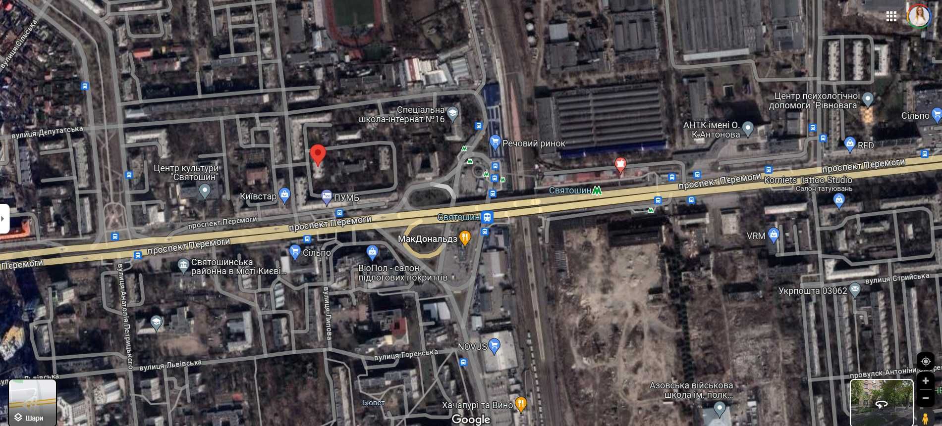 #1062 Подобово квартира студія біля метро Святошин, Пр-т Победы