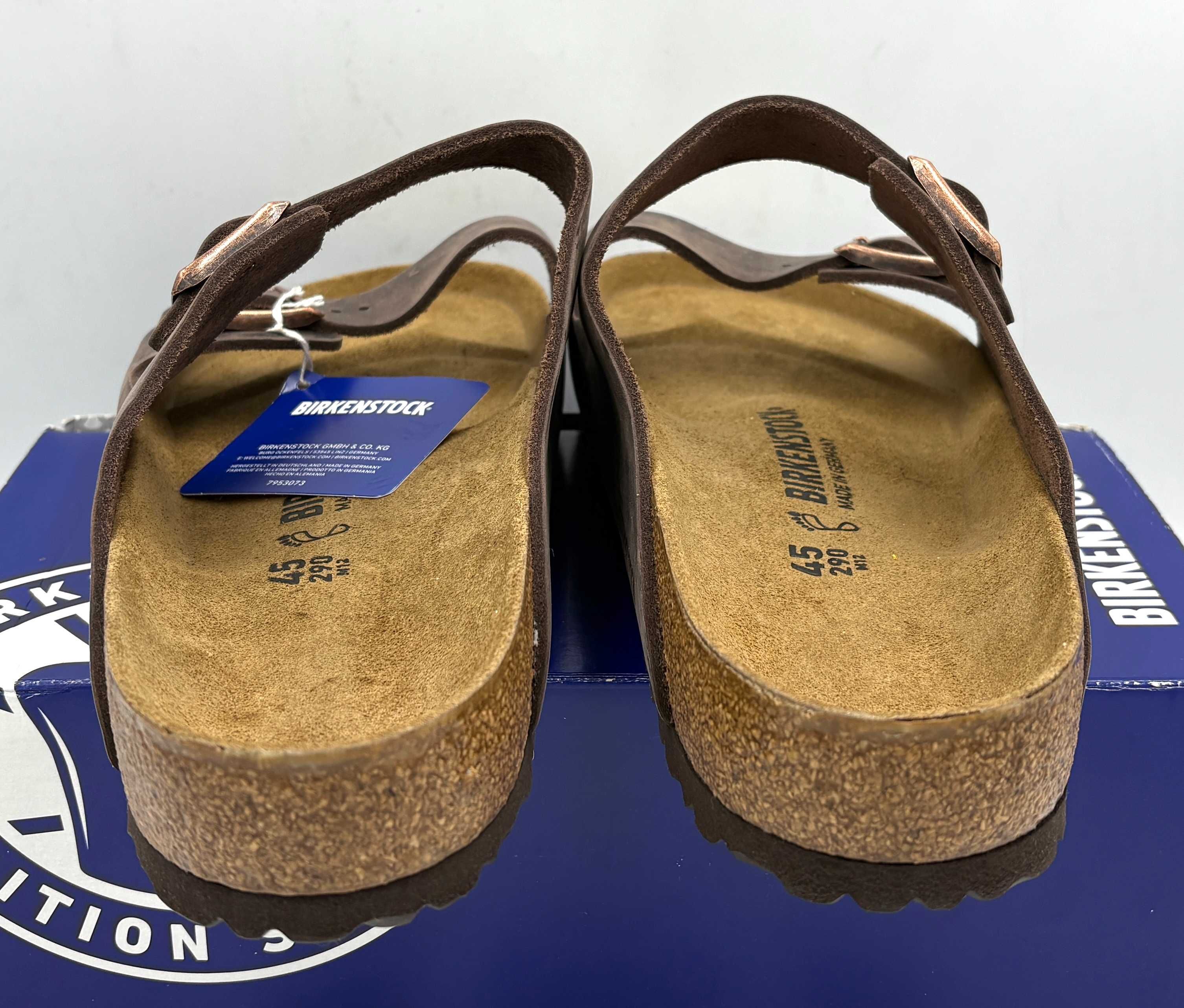 ‼️Nowe oryginalne klapki BIRKENSTOCK Arizona brązowe 45 AZ 256p skóra