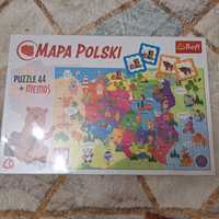 Mapa Polski  puzzle 44 + gra memory nowe zafoliowane
