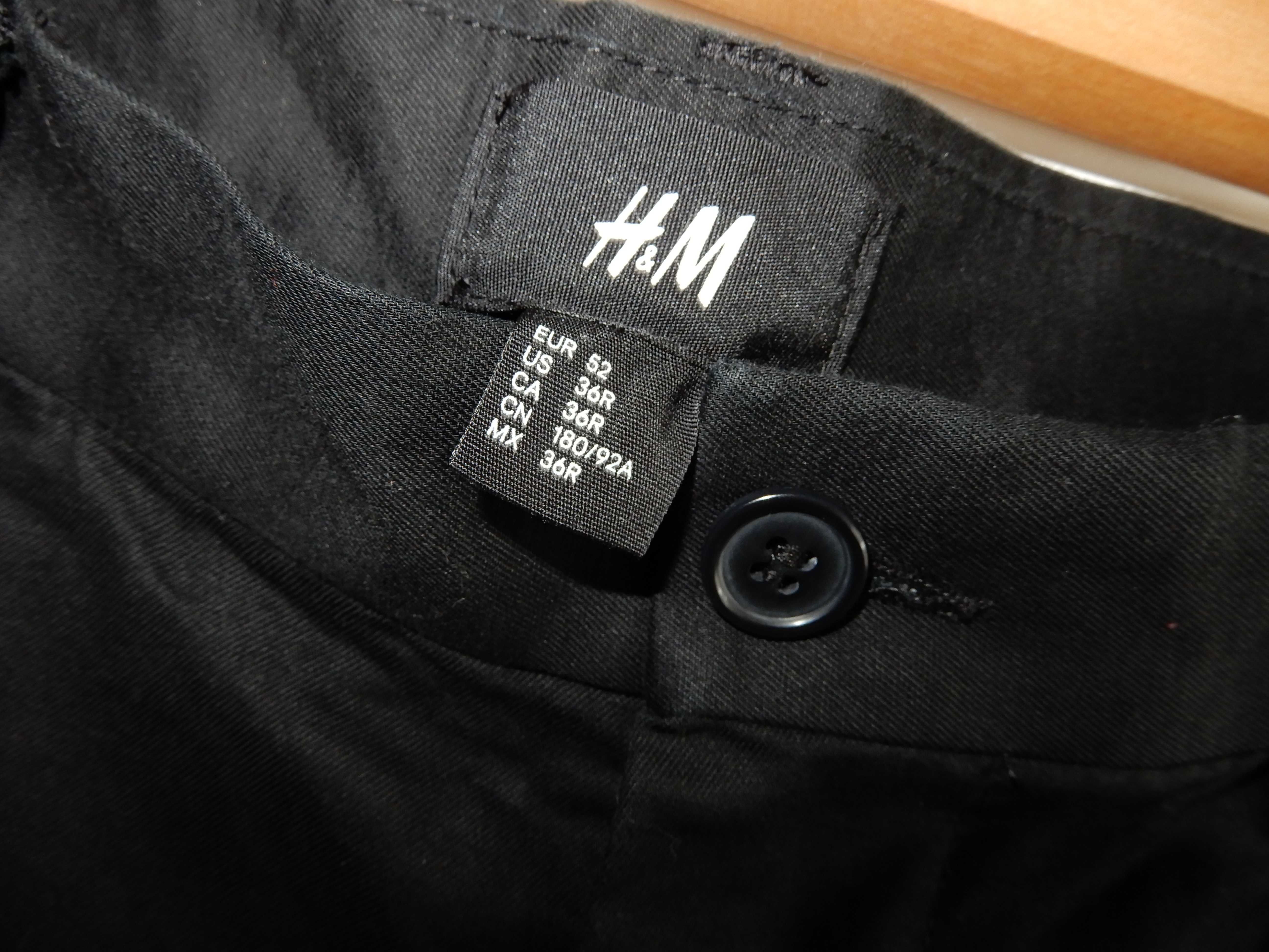 Spodnie chinosy czarne bawełna długie H&M 52