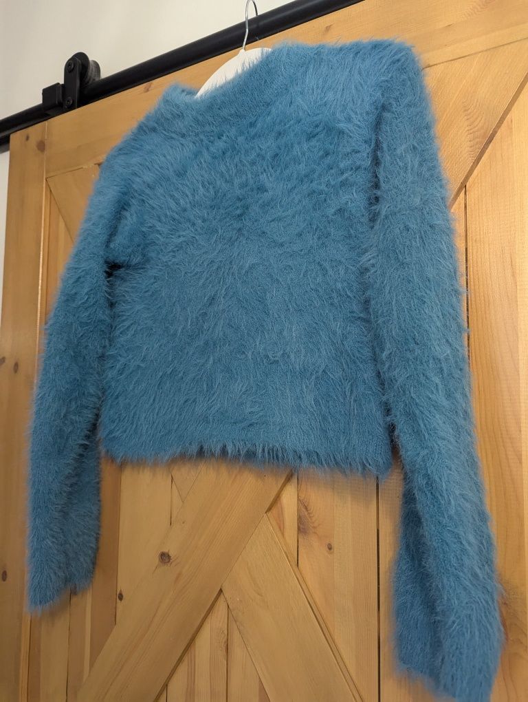 Sweter  niebieski włochaty dla dziewczynki H&M 146/152