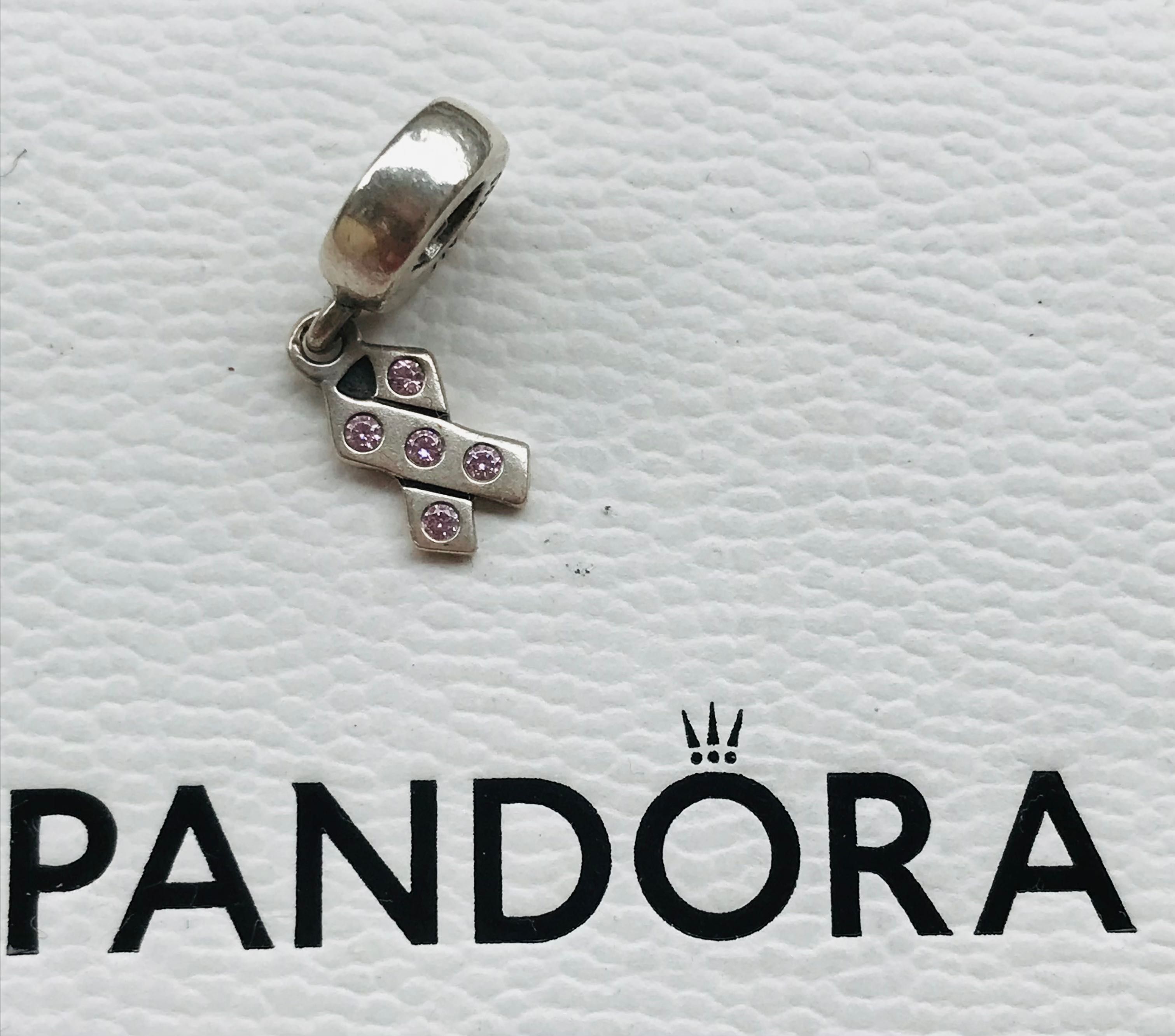 Pandora Charms Różowa wstążka zawieszka Unikat