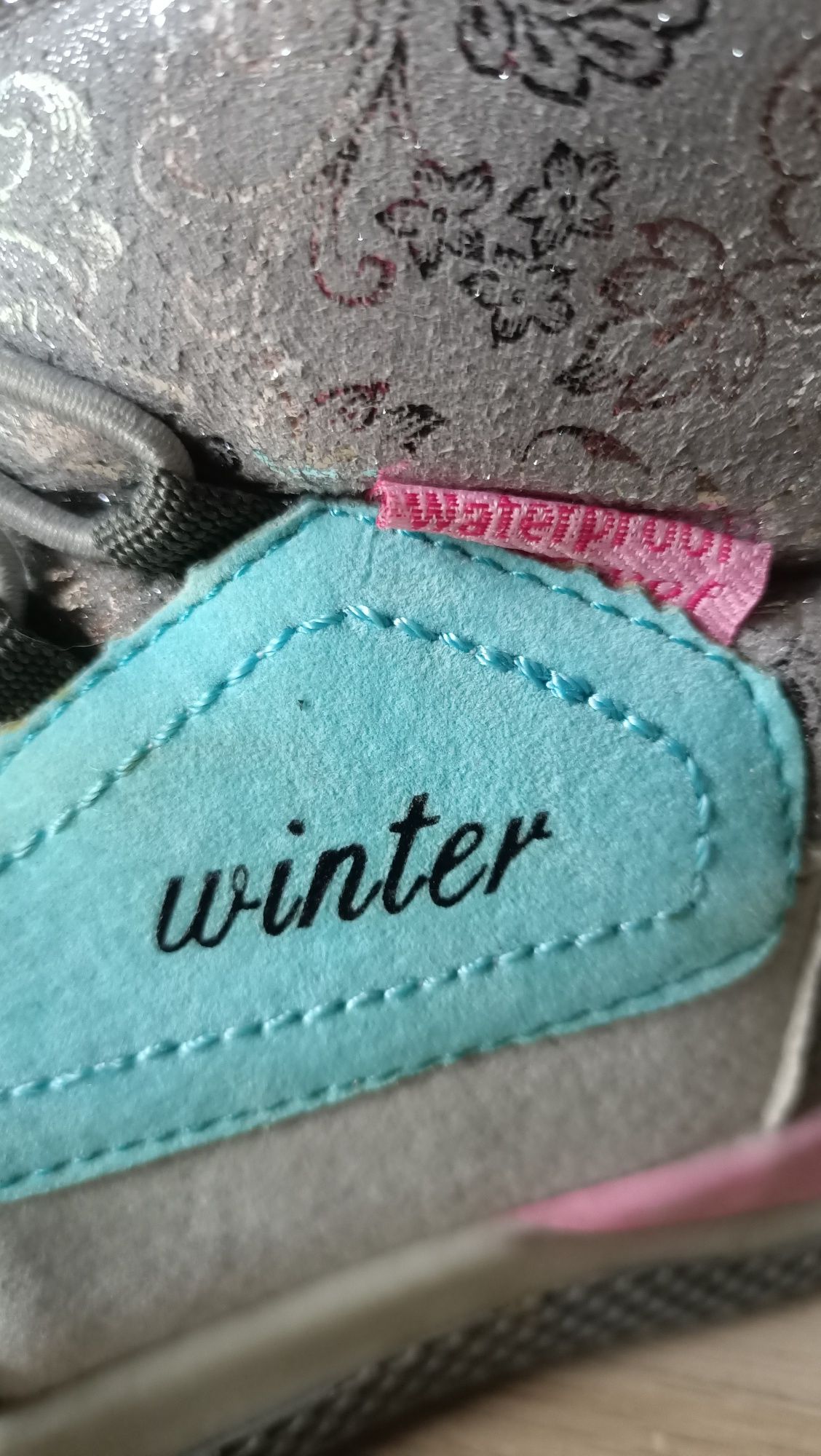Buty zimowe śniegowce z futerkiem wodoodporne  srebro mięta róż  23