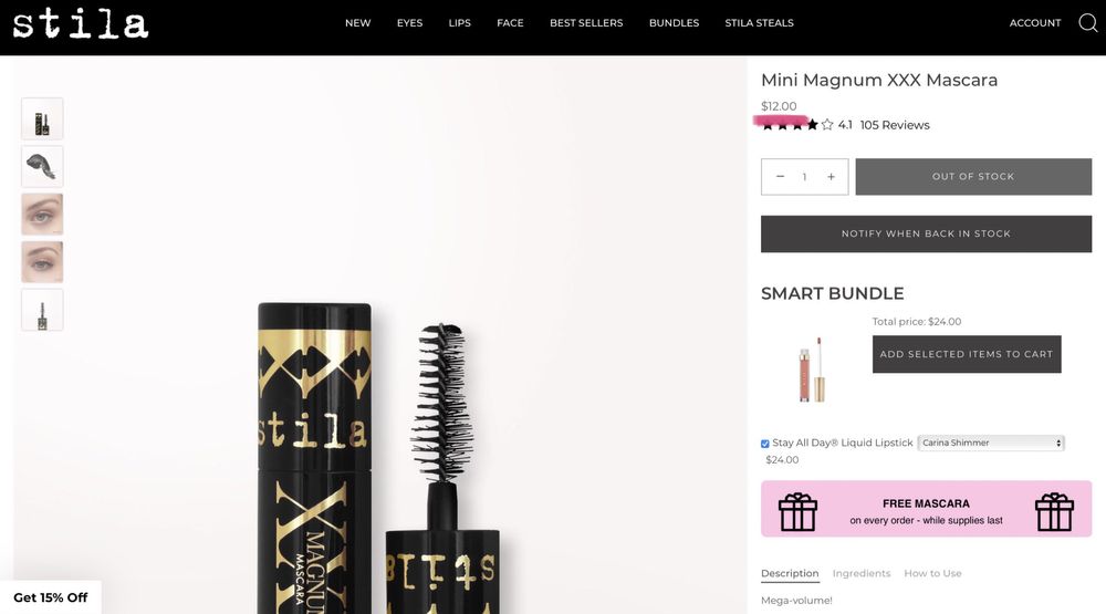 Туш для вій Stila Magnum XXX Mascara USA Тушь для ресниц 7 ml