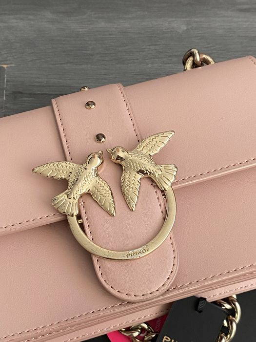 Pinko Love Mini Icon Simply C Vitello Seta skórzana torebka różowa