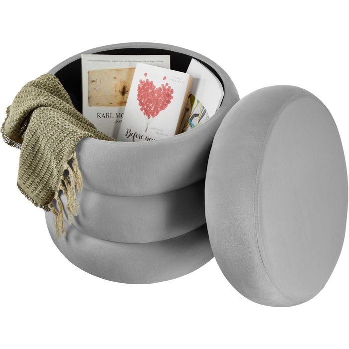 Stołek z miejscem do przechowywania Altu Wygląd aksamitu szary OUTLET