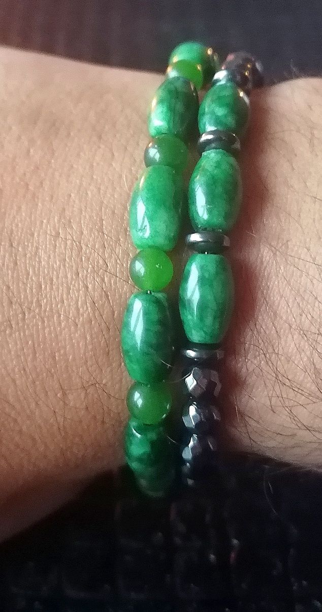 Pulseira sorte_aterramento_amor, natural de pedra Jade jadeite