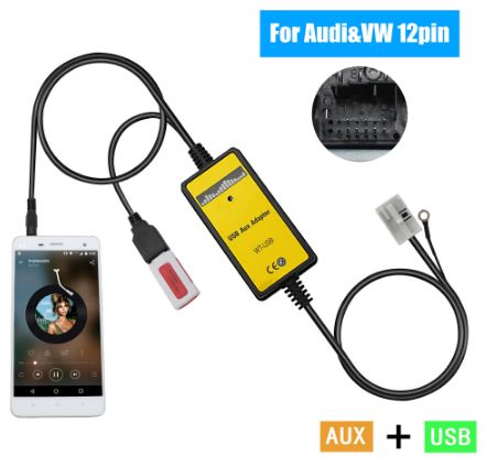 USB AUX Адаптер эмулятор CD Skoda Volkswagen Audi Seat 12п Ауди Шкода.