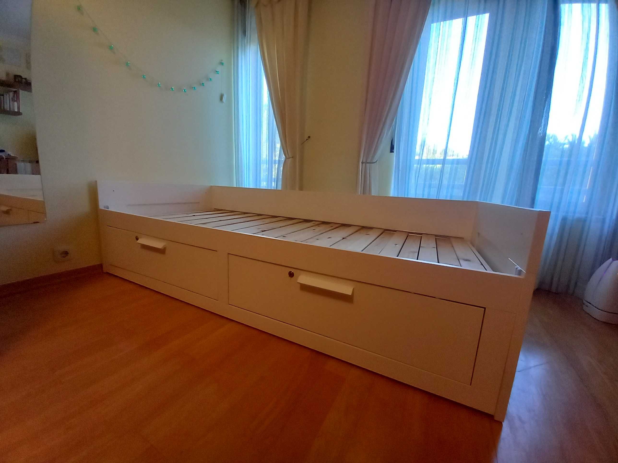 Cama solteiro 80x200, abre para cama de casal 160x200, BRIMNES, IKEA