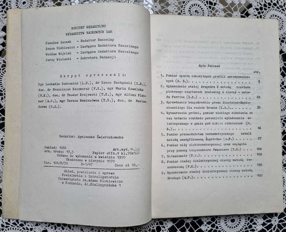 II Pracownia Fizyczna. Cz. 1 Ćwiczenia laboratoryjne dla ... . 1970 r