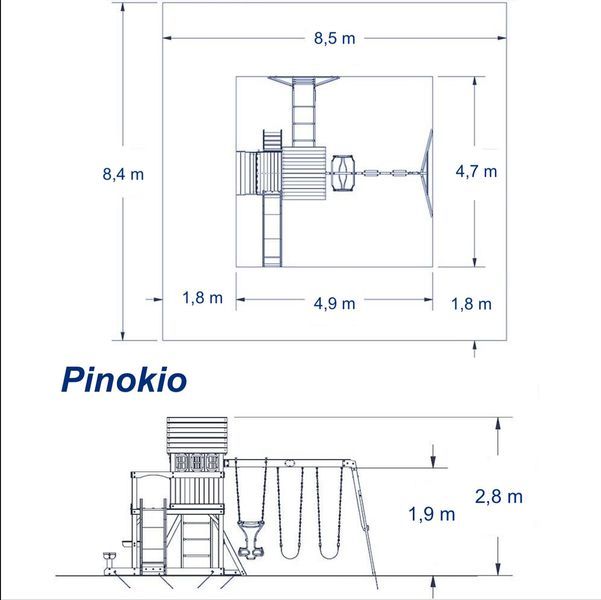 PLAC ZABAW drewniany, ogrodowy, domek, huśtawki, zjeżdżalnia PINOKIO