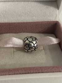 Oryginalny srebrny kulkowy charms Pandora łączone serca