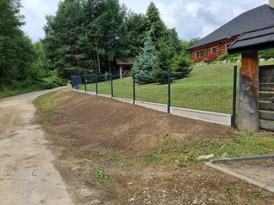 ogrodzenie panelowe wysokość 123cm fi 4 mm + podmurówka 20cm + montaż