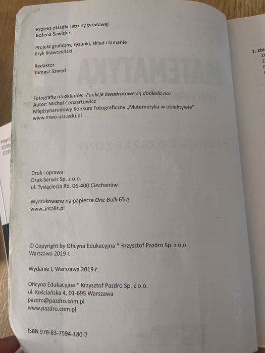 Matematyka 1 o. e. Pazdro z. rozszerzony Podręcznik i zbr. Zadań