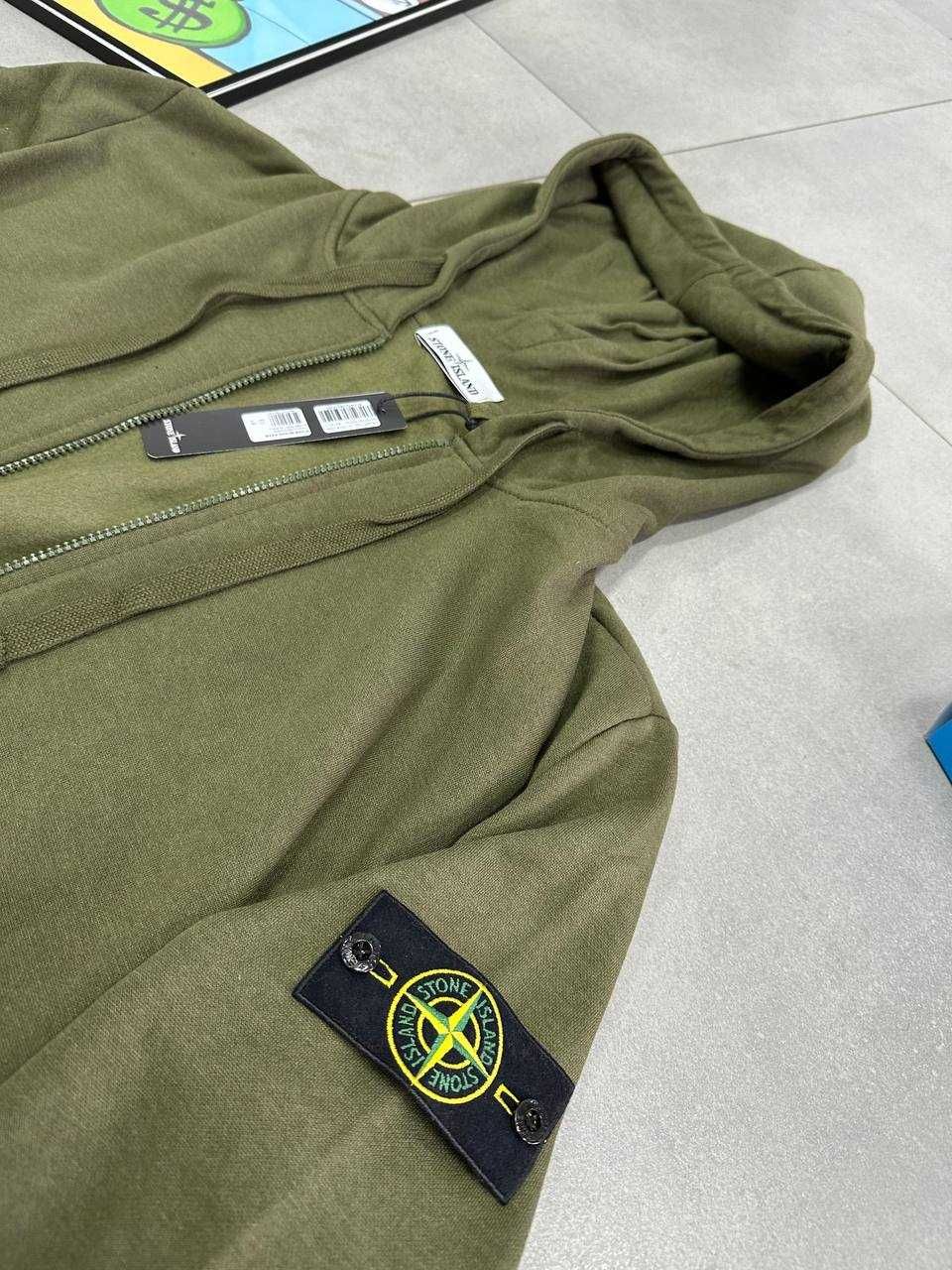 Чоловіча нова олімпійка хакі Stone Island + Патч на вибір