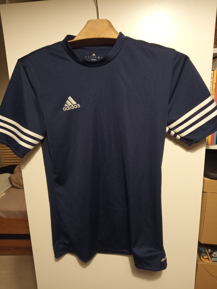 Adidas Climalite granatowa S paski 3stripes Koszulka